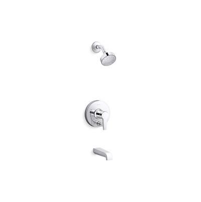 Kohler Pitch Rite-Temp bath and shower trim kit with push-button diverter and lever handle, 2.5 gpm - Polished Chrome by Kohler