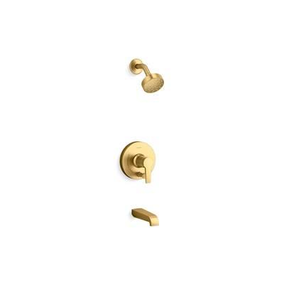 Kohler Pitch Rite-Temp bath and shower trim kit with push-button diverter, 1.75 gpm - Vibrant Brushed Moderne Brass by Kohler