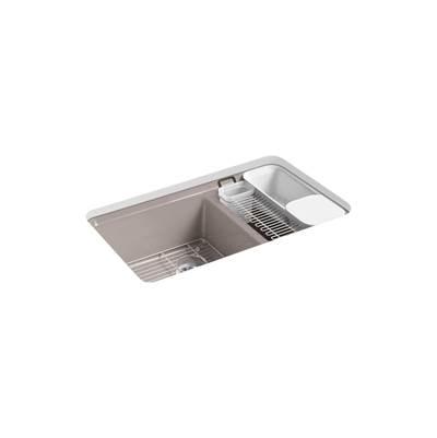 Kohler Riverby 33'' undermount double-bowl workstation kitchen sink - Truffle by Kohler