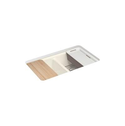 Kohler Riverby 33'' undermount double-bowl workstation kitchen sink - Biscuit by Kohler