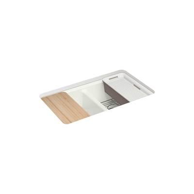 Kohler Riverby 33'' undermount double-bowl workstation kitchen sink - Dune by Kohler
