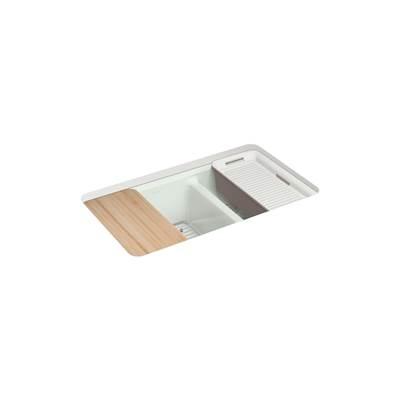 Kohler Riverby 33'' undermount double-bowl workstation kitchen sink - Sea Salt by Kohler