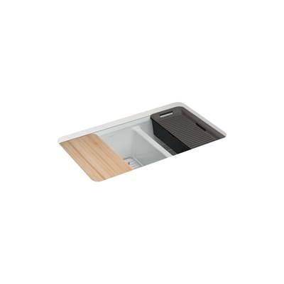 Kohler Riverby 33'' undermount double-bowl workstation kitchen sink - Ice Grey by Kohler