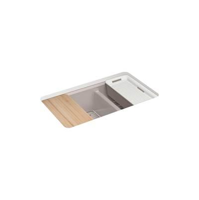 Kohler Riverby 33'' undermount double-bowl workstation kitchen sink - Truffle by Kohler