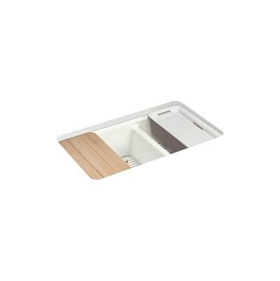 Kohler Riverby 33'' undermount double-bowl workstation kitchen sink - Dune by Kohler