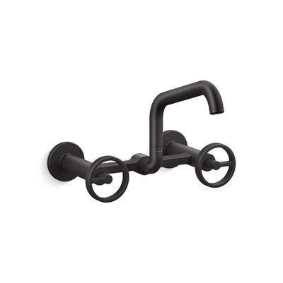 BilletE Two-hole wall-mount bridge kitchen sink faucet - Matte Black