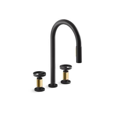 Kohler Touchless pull-down kitchen sink faucet with two-function sprayhead - Matte Black With Brushed Moderne Brass by Kohler