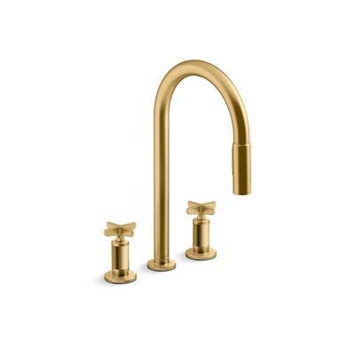 Kohler Touchless pull-down kitchen sink faucet with two-function sprayhead - Vibrant Brushed Moderne Brass by Kohler