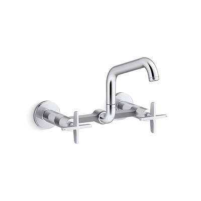 BilletE Two-hole wall-mount bridge kitchen sink faucet - Polished Chrome