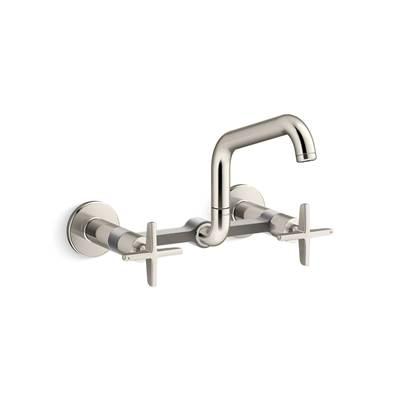 BilletE Two-hole wall-mount bridge kitchen sink faucet - Vibrant Polished Nickel