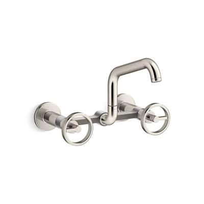 BilletE Two-hole wall-mount bridge kitchen sink faucet - Vibrant Polished Nickel