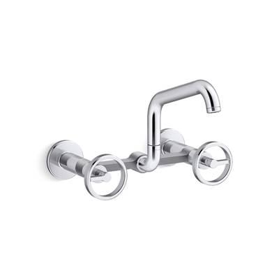 BilletE Two-hole wall-mount bridge kitchen sink faucet - Polished Chrome