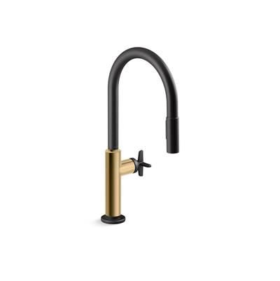 BilletE Pull-down kitchen sink faucet with two-function sprayhead