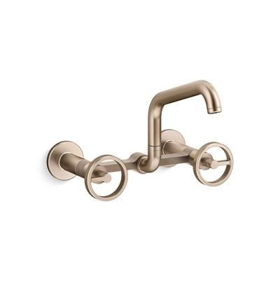 BilletE Two-hole wall-mount bridge kitchen sink faucet - Vibrant Brushed Bronze