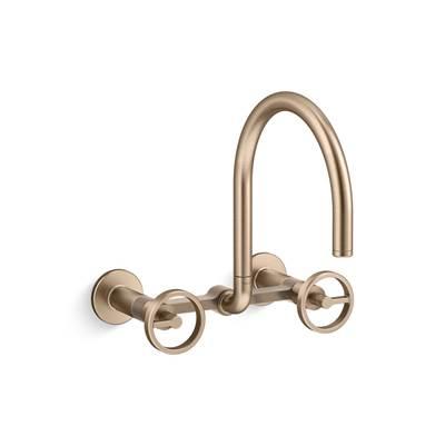 BilletE Two-hole wall-mount bridge kitchen sink faucet - Vibrant Brushed Bronze