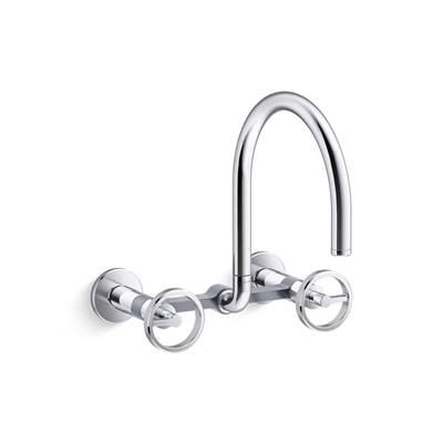 BilletE Two-hole wall-mount bridge kitchen sink faucet - Polished Chrome