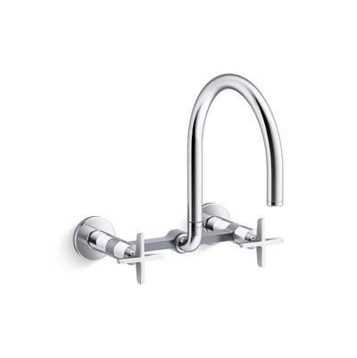 BilletE Two-hole wall-mount bridge kitchen sink faucet - Polished Chrome