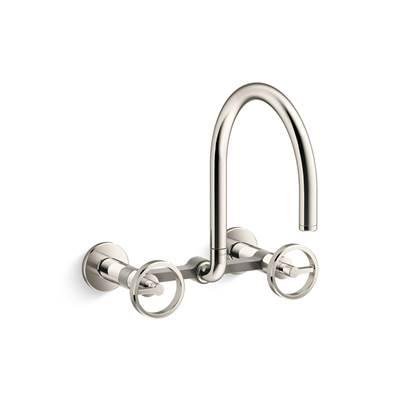 BilletE Two-hole wall-mount bridge kitchen sink faucet - Vibrant Polished Nickel