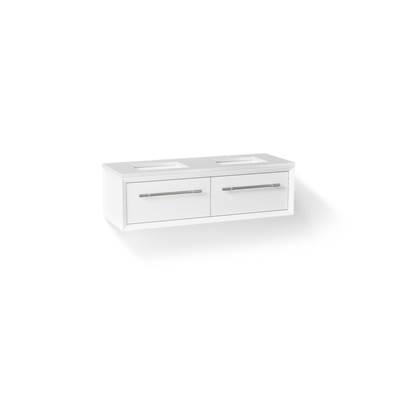 60'' wall-hung bathroom vanity cabinet with sinks and quartz top