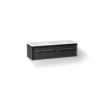 60'' wall-hung bathroom vanity cabinet with sinks and quartz top