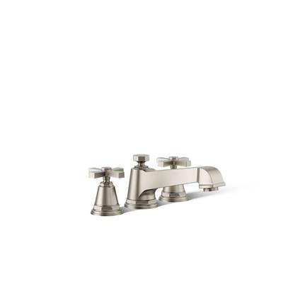 Kohler Pinstripe Pure Deck-mount bath faucet trim with cross handles - Vibrant Brushed Nickel by Kohler