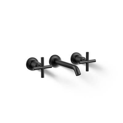 Kohler Purist Wall-mount bathroom sink faucet trim with Cross handles, 1.2 gpm - Matte Black by Kohler