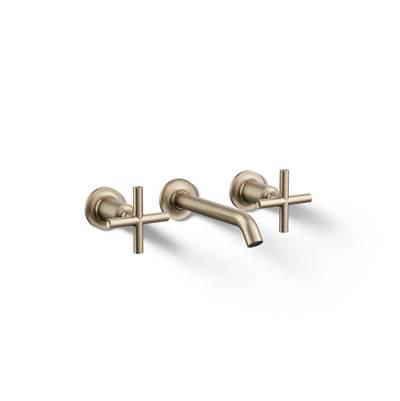 Kohler Purist Wall-mount bathroom sink faucet trim with Cross handles, 1.2 gpm - Vibrant Brushed Bronze by Kohler