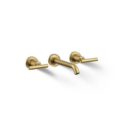 Kohler Purist Wall-mount bathroom sink faucet trim with Lever handles, 1.2 gpm - Vibrant Brushed Moderne Brass by Kohler