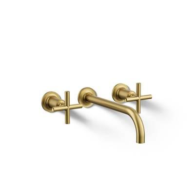 Kohler Purist Wall-mount bathroom sink faucet trim with Cross handles, 1.2 gpm - Vibrant Brushed Moderne Brass by Kohler