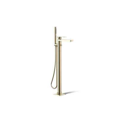 Kohler Parallel Floor-mount bath filler trim with handshower - Vibrant French Gold by Kohler