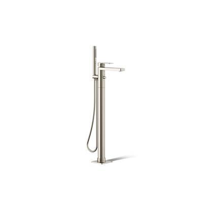 Kohler Parallel Floor-mount bath filler trim with handshower - Vibrant Brushed Nickel by Kohler