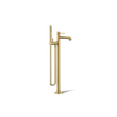 Kohler Occasion Floor-mount bath filler trim with handshower - Vibrant Brushed Moderne Brass by Kohler