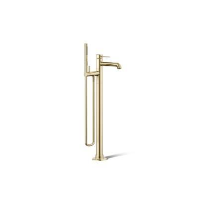 Kohler Occasion Floor-mount bath filler trim with handshower - Vibrant French Gold by Kohler