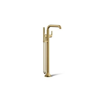 Kohler ToneE Floor-mount bath filler trim with handshower - Vibrant Brushed Moderne Brass by Kohler
