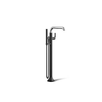 Kohler ToneE Floor-mount bath filler trim with handshower - Polished Chrome With Matte Black by Kohler