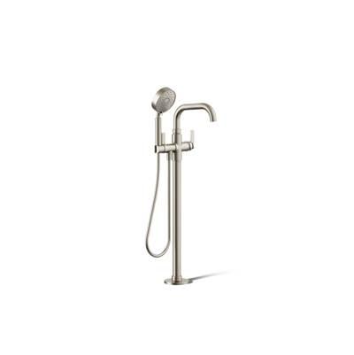 Kohler CastiaE by Studio McGee Floor-mount bath filler trim with handshower - Vibrant Brushed Nickel by Kohler