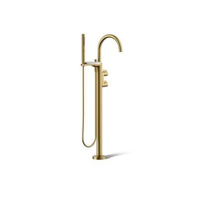 Kohler Components Floor-mount bath filler trim with lever handles and handshower - Vibrant Brushed Moderne Brass by Kohler
