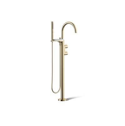 Kohler Components Floor-mount bath filler trim with lever handles and handshower - Vibrant French Gold by Kohler