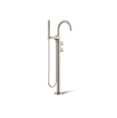 Kohler Components Floor-mount bath filler trim with lever handles and handshower - Vibrant Brushed Nickel by Kohler