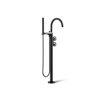 Kohler Components Floor-mount bath filler trim with industrial handles and handshower - Matte Black by Kohler