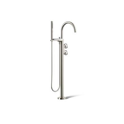 Kohler Components Floor-mount bath filler trim with industrial handles and handshower - Vibrant Polished Nickel by Kohler