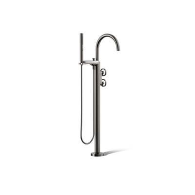 Kohler Components Floor-mount bath filler trim with industrial handles and handshower - Vibrant Titanium by Kohler