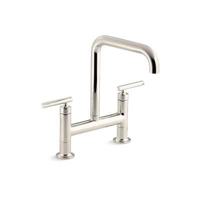 Kohler Purist Two-hole bridge kitchen sink faucet - Vibrant Polished Nickel by Kohler