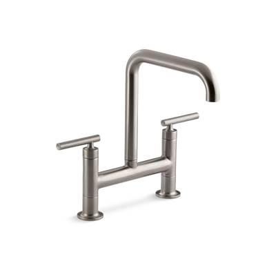 Kohler Purist Two-hole bridge kitchen sink faucet - Vibrant Stainless by Kohler