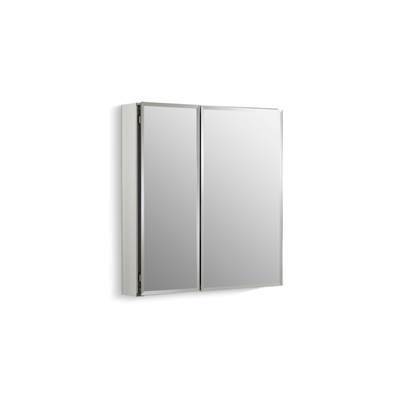 25'' W x 26'' H aluminum two-door medicine cabinet with mirrored doors, beveled edges