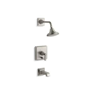 Kohler Pinstripe Pure Rite-Temp bath and shower trim kit with push-button diverter and lever handle, 2.5 gpm - Vibrant Brushed Nickel by Kohler