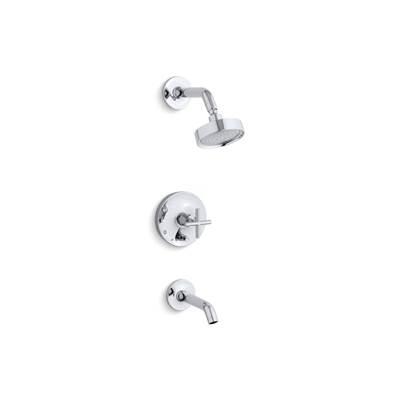 Kohler Purist Rite-Temp bath and shower trim kit with push-button diverter and cross handle, 2.5 gpm - Polished Chrome by Kohler