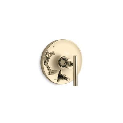 Kohler Purist Rite-Temp valve trim with push-button diverter and lever handle - Vibrant French Gold by Kohler