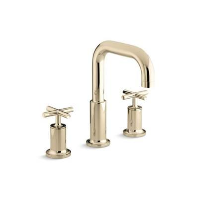 Kohler Purist Deck-mount bath faucet trim with Cross handles - Vibrant French Gold by Kohler