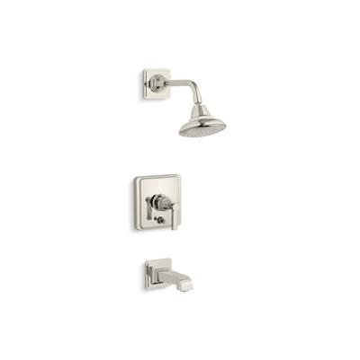 Kohler Pinstripe Pure Rite-Temp bath and shower trim kit with push-button diverter and lever handle, 2.5 gpm - Vibrant Polished Nickel by Kohler
